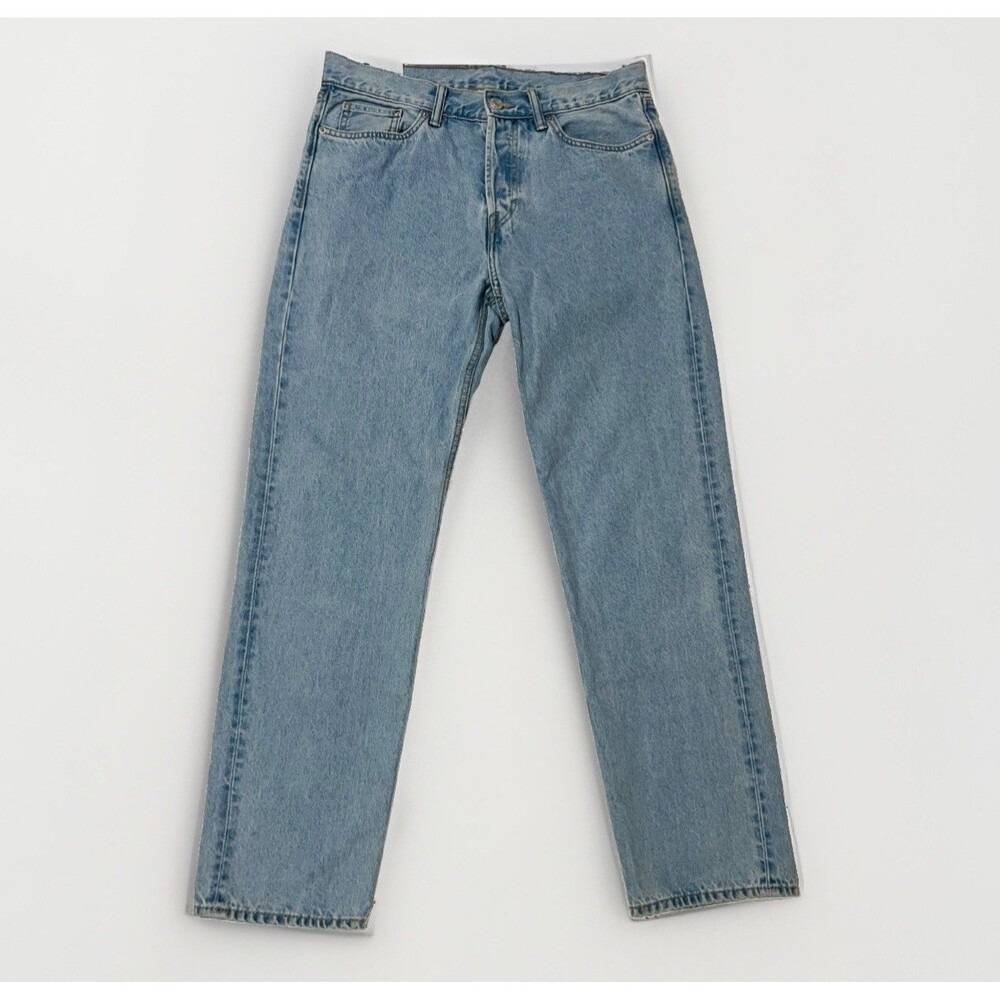 H&M Men’s Relaxed Fit Button Fly Jeans 32x32 Light Wash Denim
